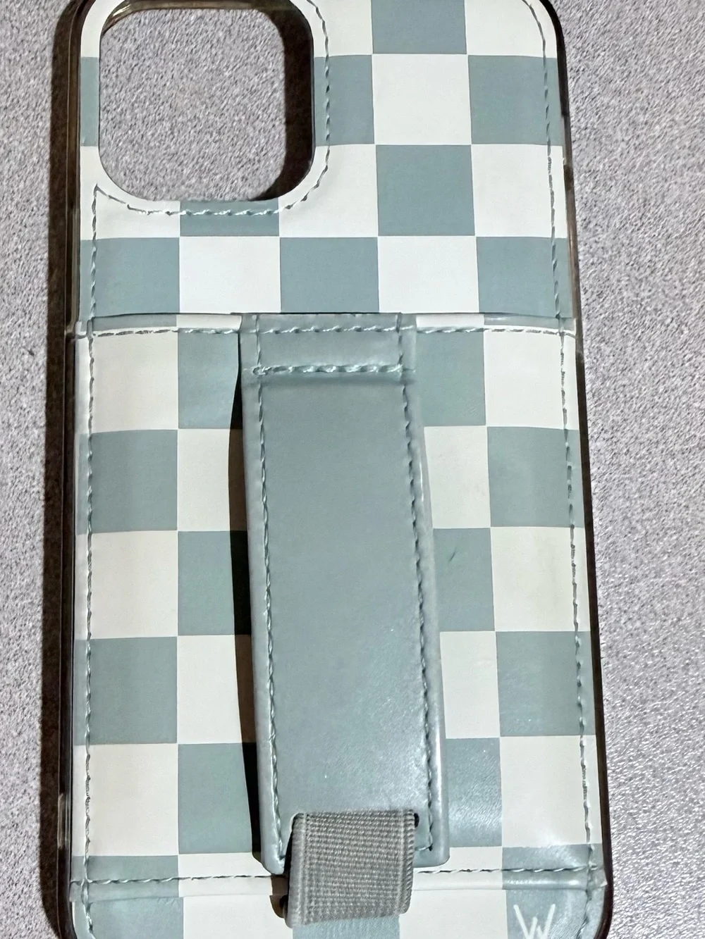 Lilac Checkered Phone Case with Card Strap IPhone 12